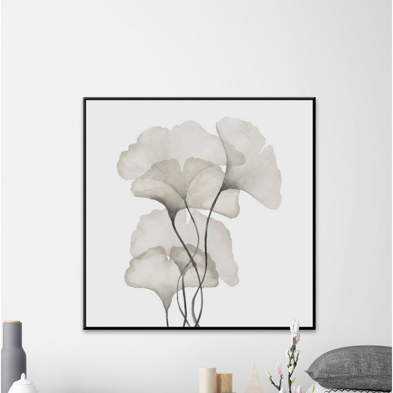 «Ginkgo Biloba Leaves», reproduction d'art graphique à cadre flottant, H 40 po x l 40 po x P 1,5 po, Cadre noir