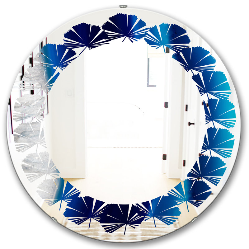 Miroir mural Leaves Abstract Drops X Coastal, 31,5 po x 31,5 po, Feuilles de pierres de cristal