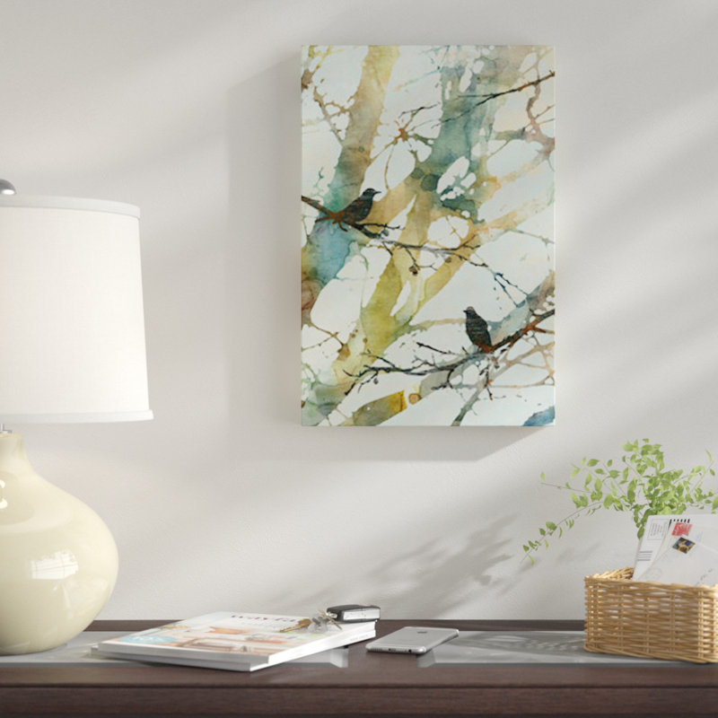 « botanique oiseaux ii », impression sur toile, H 18 po x l 12 po x P 1,5 po, Toile tendue, Pas de tapis