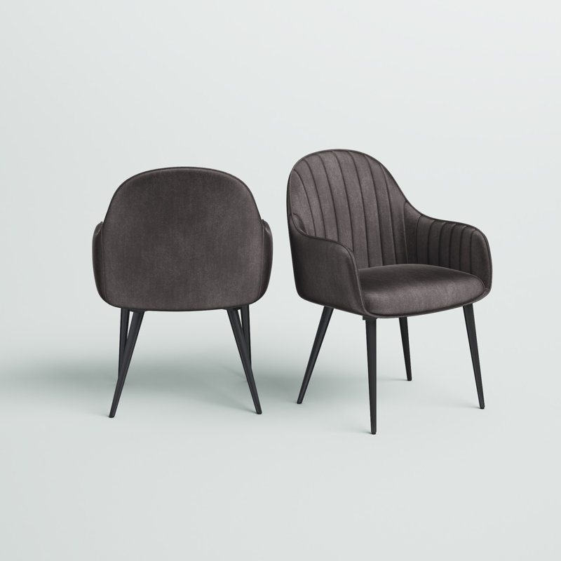 Giannone Tufted Side Chair in Dark Gray and Black (Set of 2)