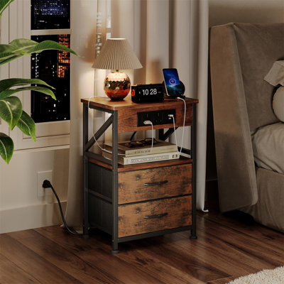 42cm W Metal Bedside Table