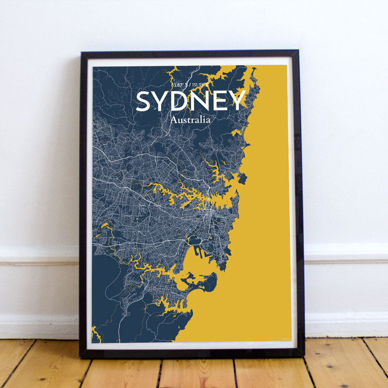 Sydney City Map - No Frame Print, 50.8cm H x 40.6cm W x 0.1cm D