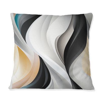 Monochrome Reflections III - Geometric Printed Throw Pillow