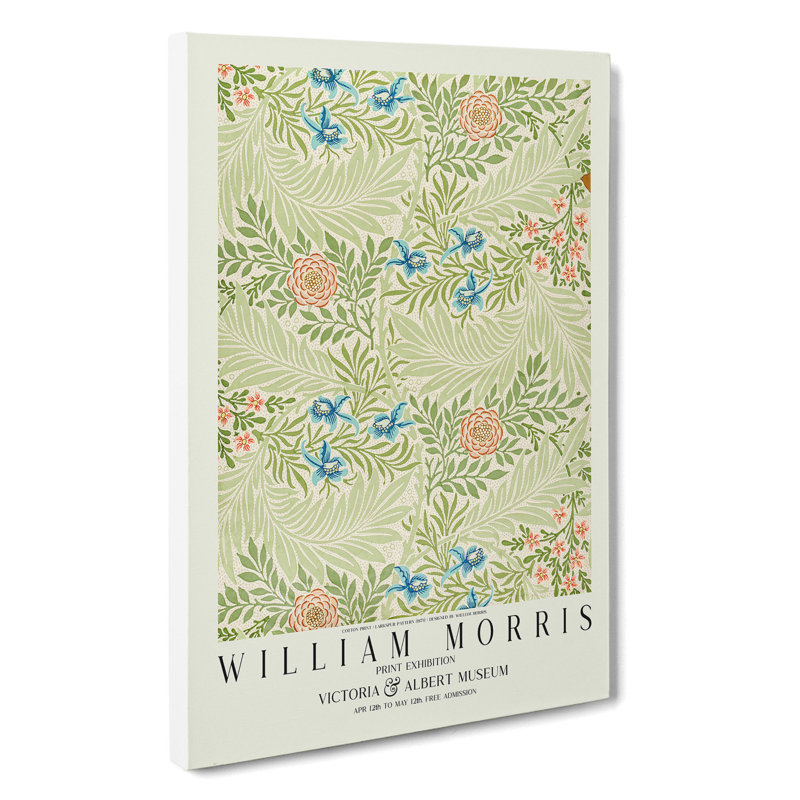 Larkspur Pattern With Border by William Morris - Wrapped Canvas Print, 76cm H x 50cm W x 3cm D