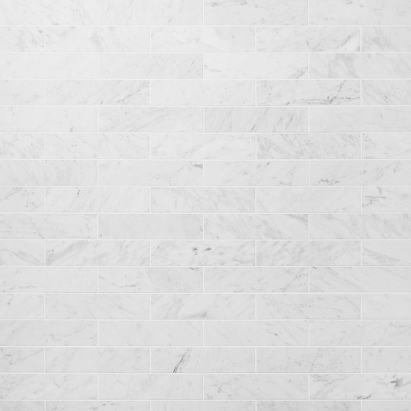 Carrara 2 po x 12 po Carreau de sol et de mur en marbre (4,92 pieds carrés / caisse) Carrara, 2.95'' W x 12'' L, White