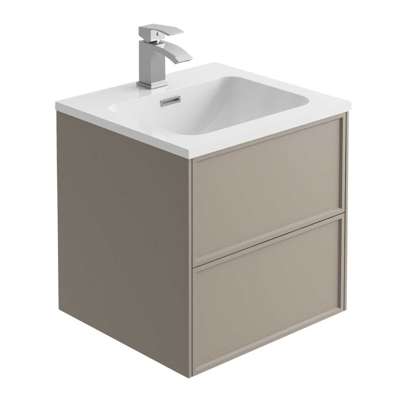 Kessa 490mm Single Bathroom Vanity with Integrated Resin Basin, French Grey