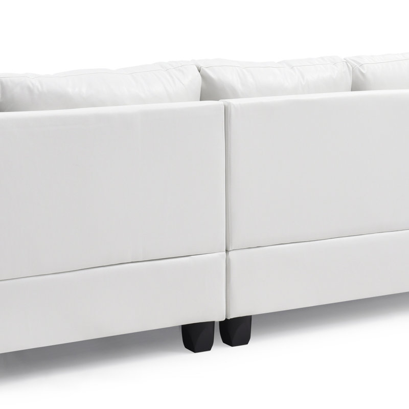 Sectional (Without Ottoman), White Faux Leather
