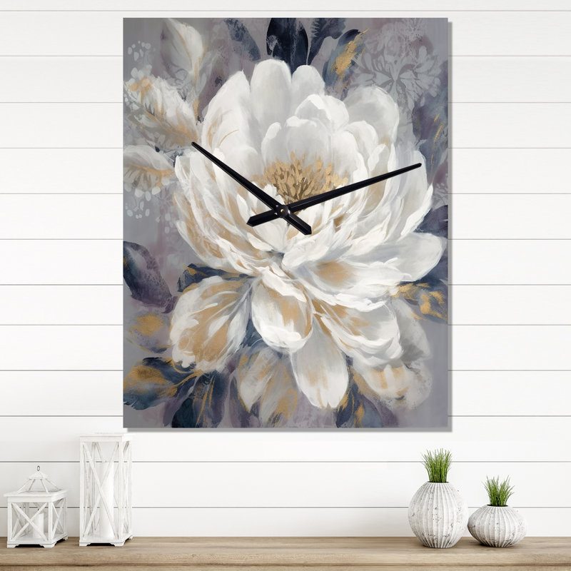 Ioannina - Floral Peony Very Large Wall Clocks, H 28 po x l 12 po x P 1 po