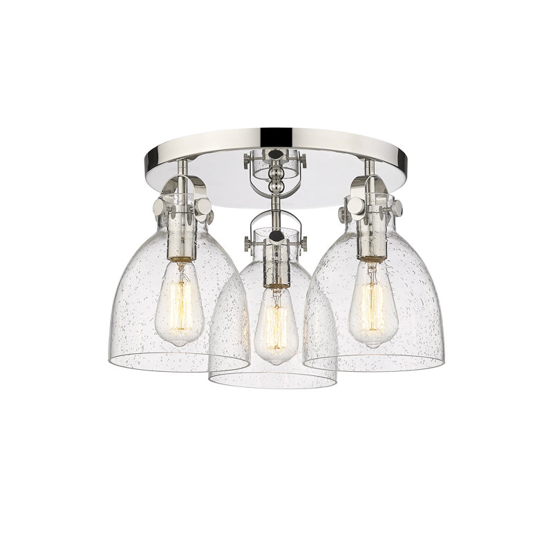 Smeltertown Glass Flush Mount, Seedy, Polished Nickel