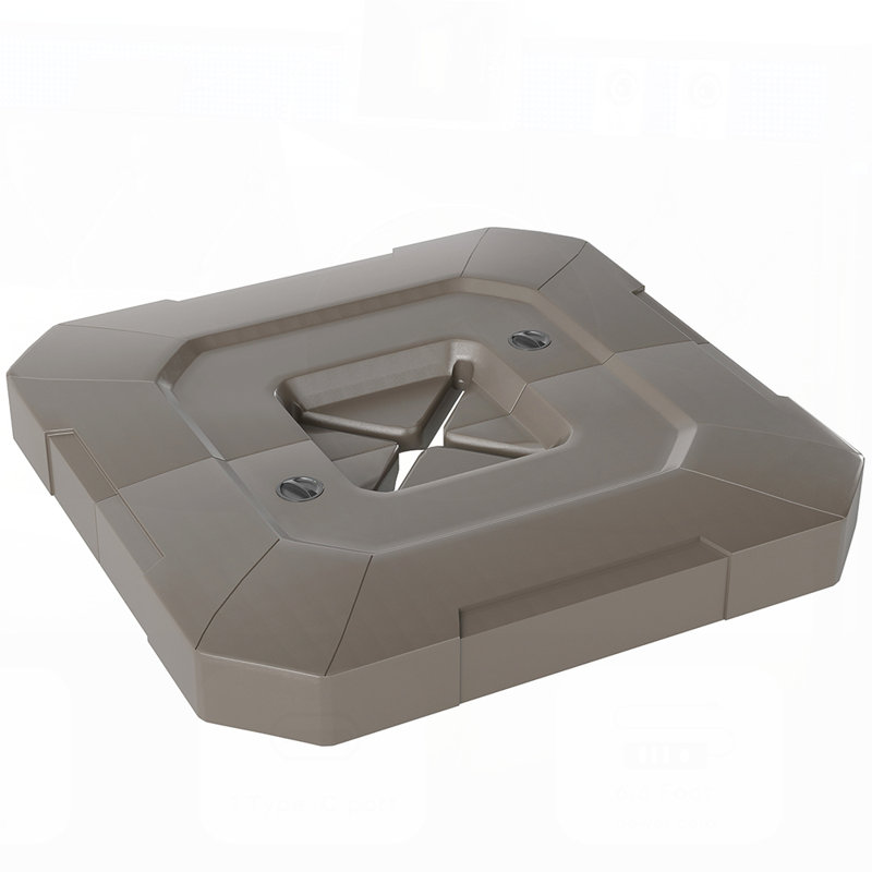 Base de parasol en porte-à-faux remplissable durable pour une utilisation à l'extérieur, assurant la stabilité et la résistance aux intempéries avec un rangement facile