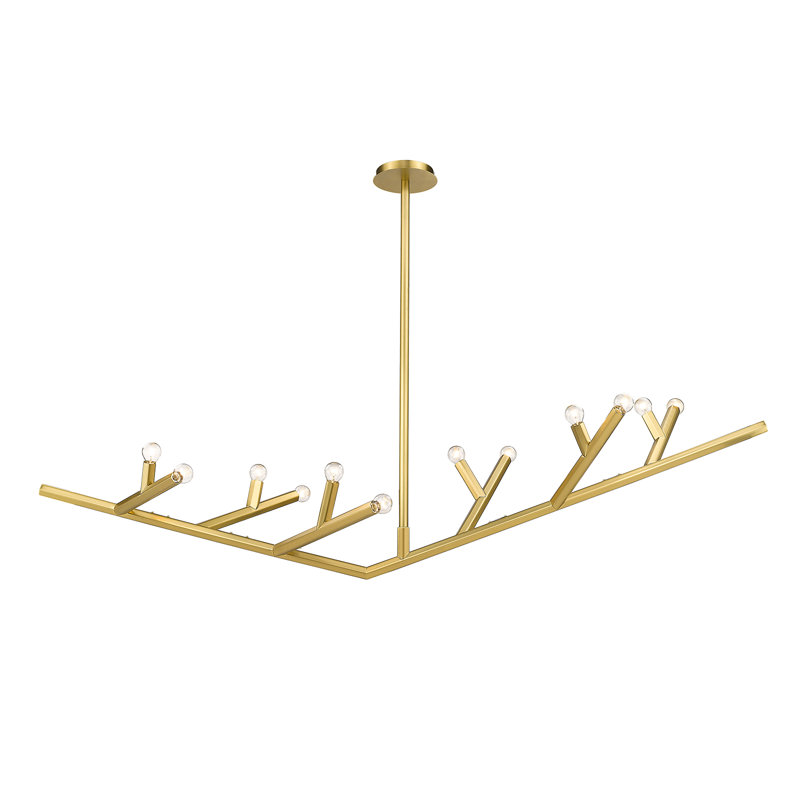 12 - Light Chandelier, Brushed Brass