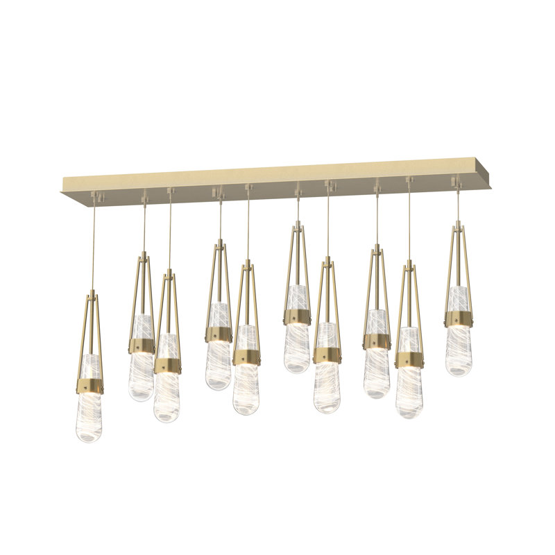 Link 10 - Light Pendant, Standard: 19" to 80", Modern Brass, Clear with White Threading Glass