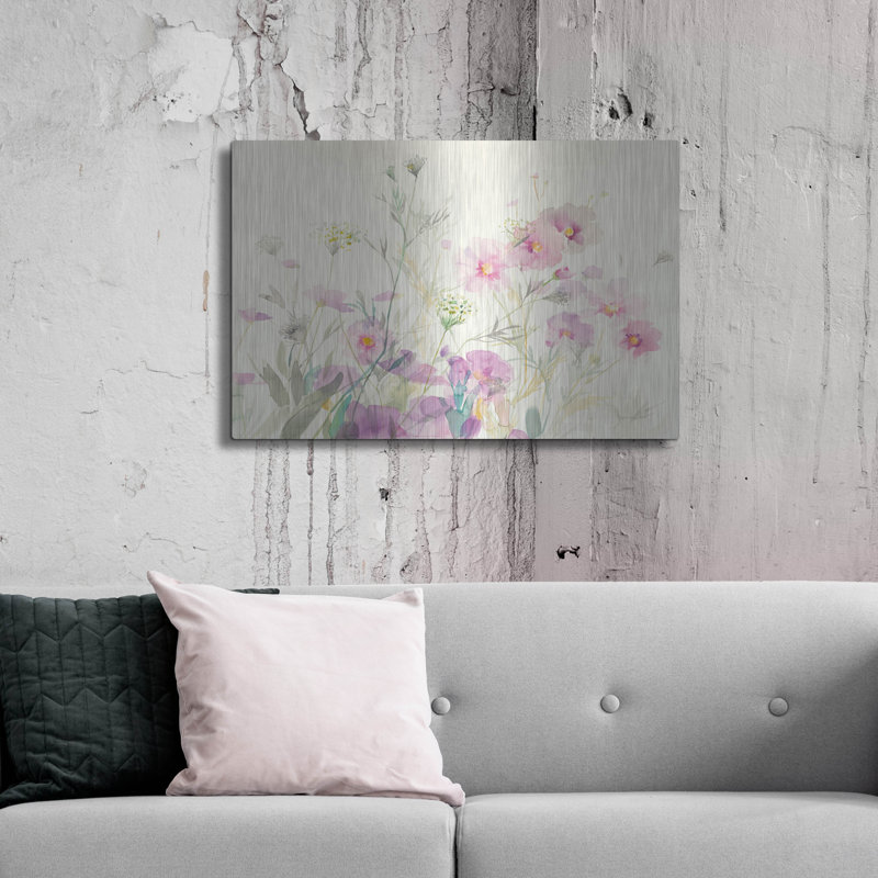 «Queen Annes Lace and Cosmos» par Danhui Nai, art mural en métal, H 24 po x l 36 po