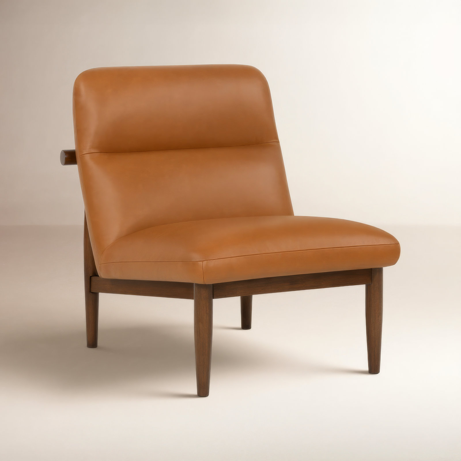 Lecroy Genuine Leather Accent Chair, Panama Tan Genuine Leather