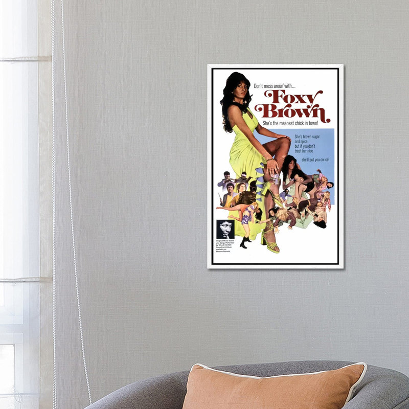 Foxy Brown Film Poster by Radio Days - Print on Canvas, 66.04 cm H x 45.72 cm W, White Framed