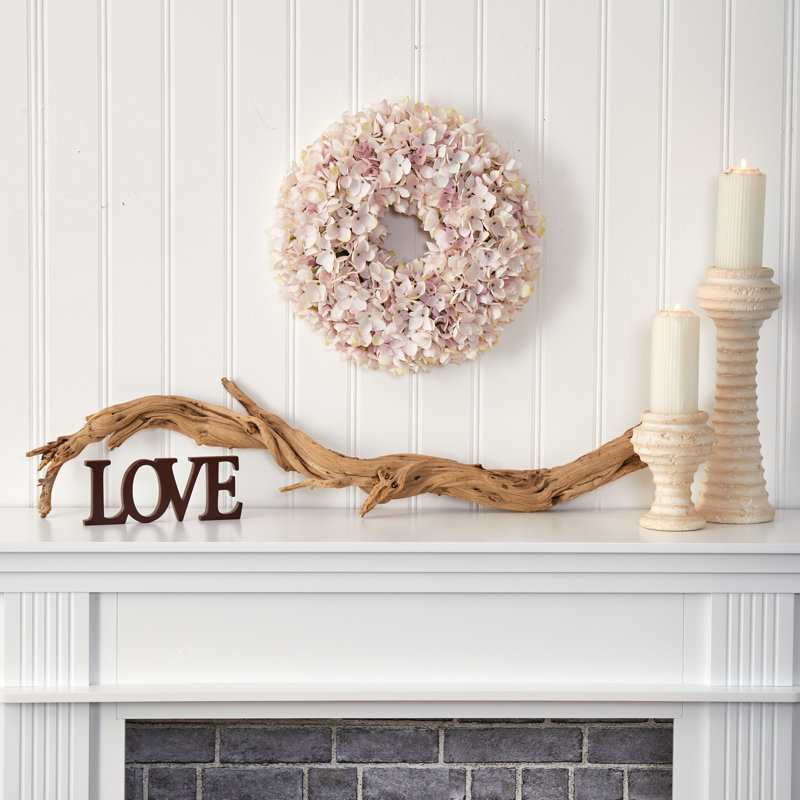 Faux Hydrangea Polyester 16'' Wreath, White