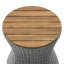 Table d'appoint d'extérieur, table de bout de patio ronde de 17,5 po avec plateau en bois naturel et base de sablier en osier gris, petite table basse d'extérieur résistante aux intempéries pour balcon, jardin, bord de piscine