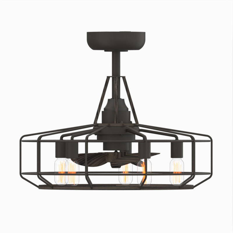 Dilbert 12'' Ceiling Fan with LED Lights, Brown