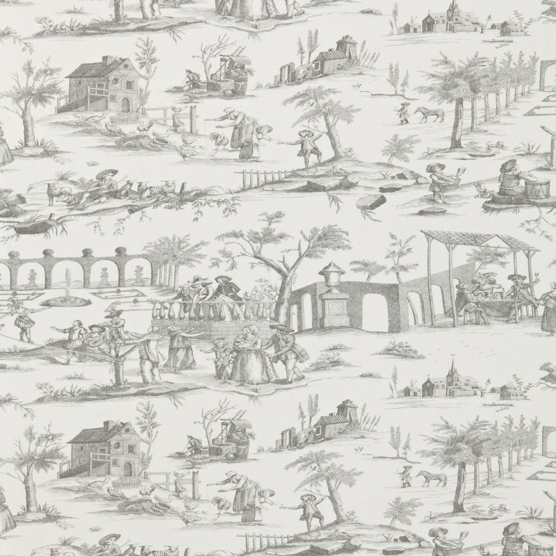 Siena Toile Fabric, Pewter