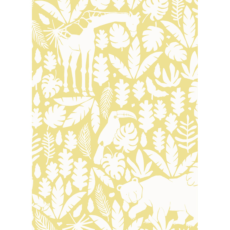 Papier peint adhésif Jungle Animals, Jaune