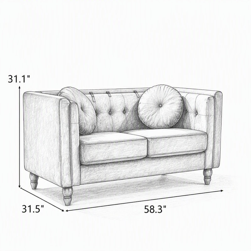 Canapé 2 places Chesterfield, Black Velvet