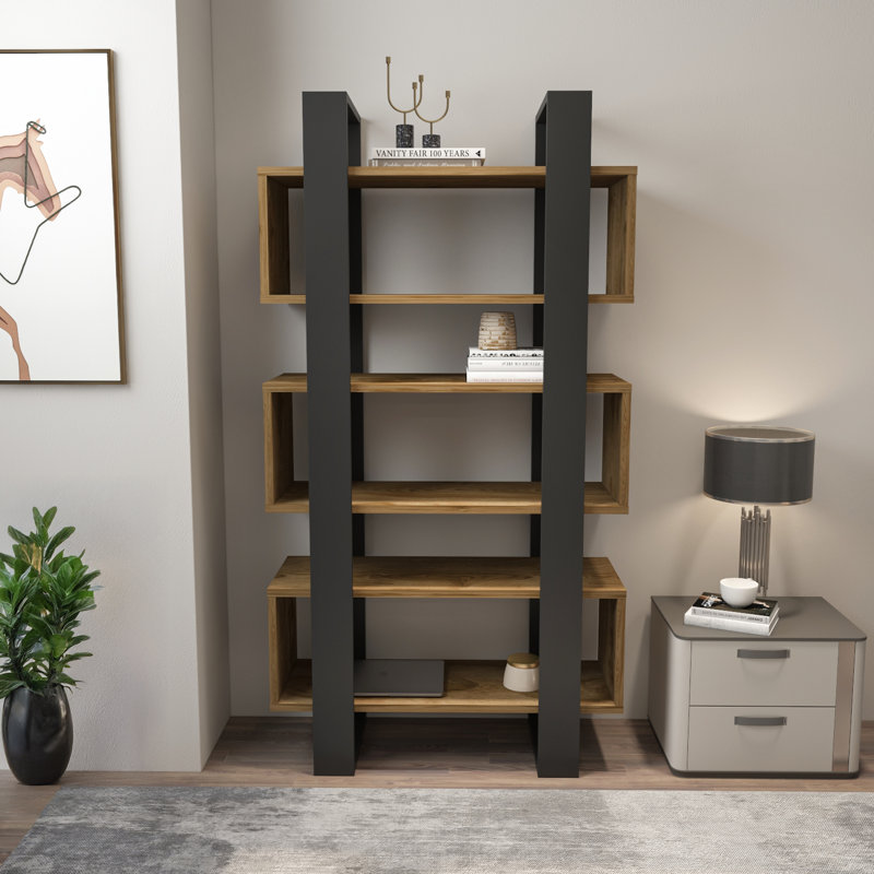 Suaad Bookcase, Walnut/Black