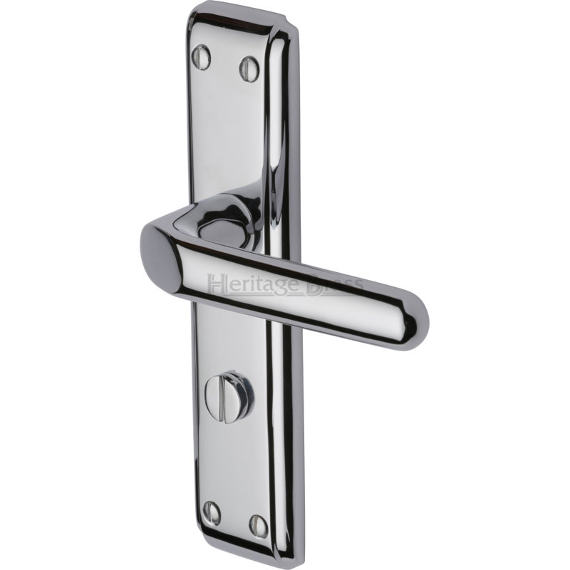Heritage Brass Door Handle for Bathroom Deco Design, Polished Chrome