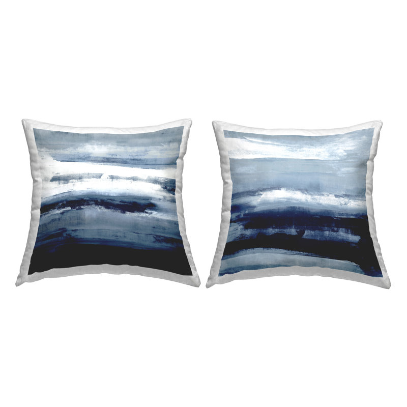 Coussin décoratif brossé à motif abstrait bleu par Jake Messina (ensemble de 2)