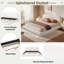 Upholstered platform bed with curved headboard and Keo loop fabric-1156321880