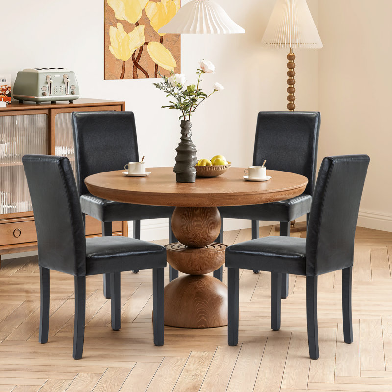 Barnesville Classic PU Leather Dining Chair, Black