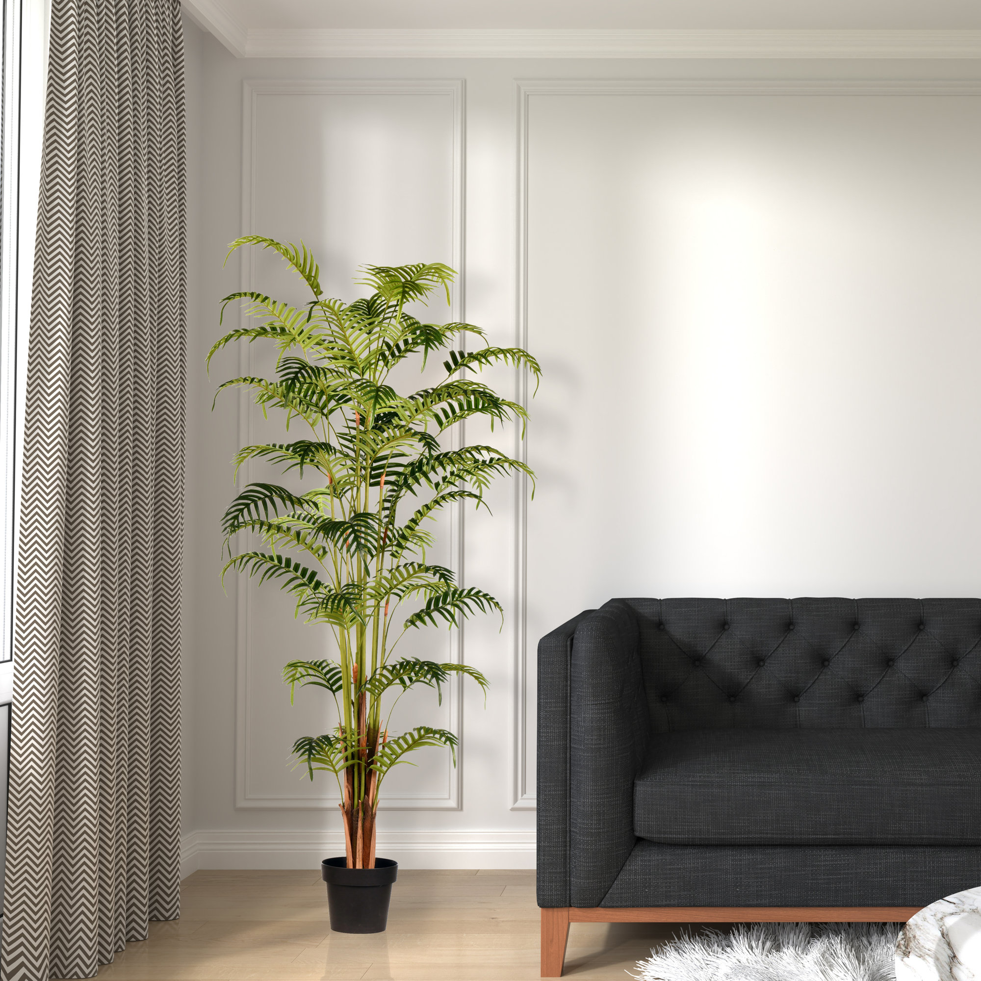 Faux Palm Plant in Pot, 70" H x 22" W x 22" D