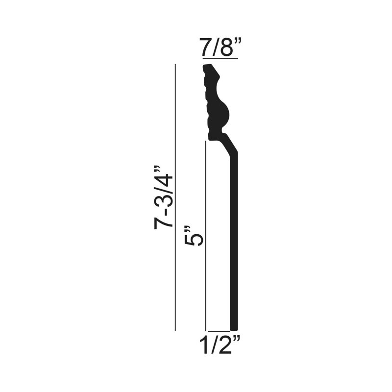 Unfinished White PVC Baseboard Moulding Sample 7/8 in x 7-3/4 in x 6 in