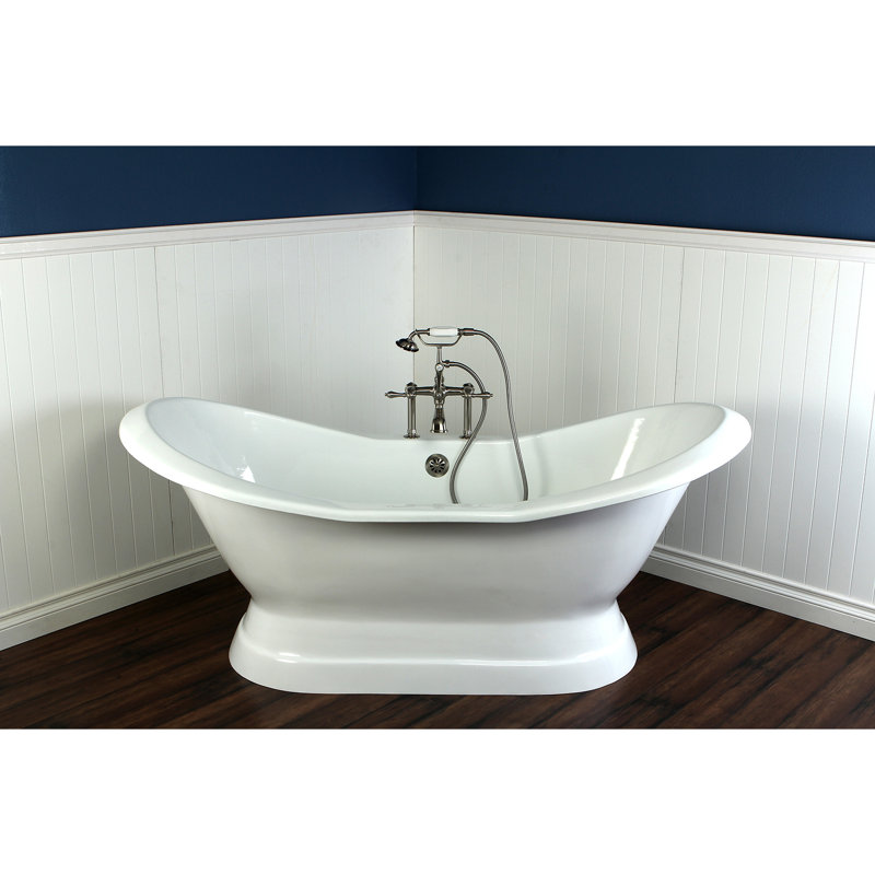 Baignoire piédestal en fonte ovale double en fonte 72 pouces Kingston Brass Aqua Eden