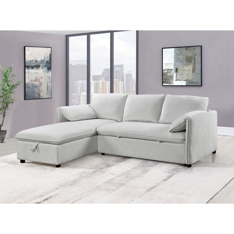 Yaroslav Chenille Reversible Sectional Sofa With Sleeper & Storage