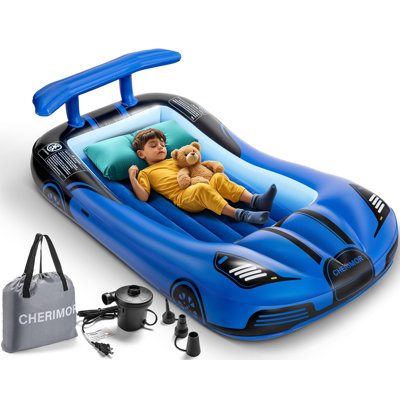 Inflatable Toddler Travel Bed With Safety Bumpers & 2 Mins Auto Inflation Pump, Portable Toddler Kids Air Mattress With Carry Bag For Home Grandma