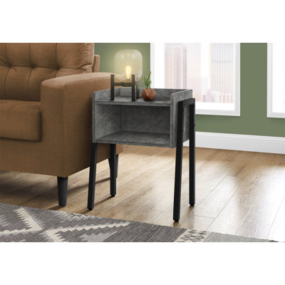 Table d'appoint, côté, bout, table de chevet, lampe, salon, chambre à coucher, stratifié, métal noir, contemporain, moderne
