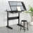 Hand Crank Adjustable Drafting Table Drawing Desk With 2 Metal Drawers WITH STOOL
