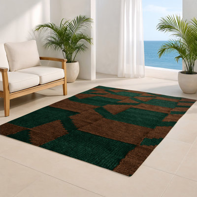 Tapis d'intérieur et d'extérieur à carreaux vert