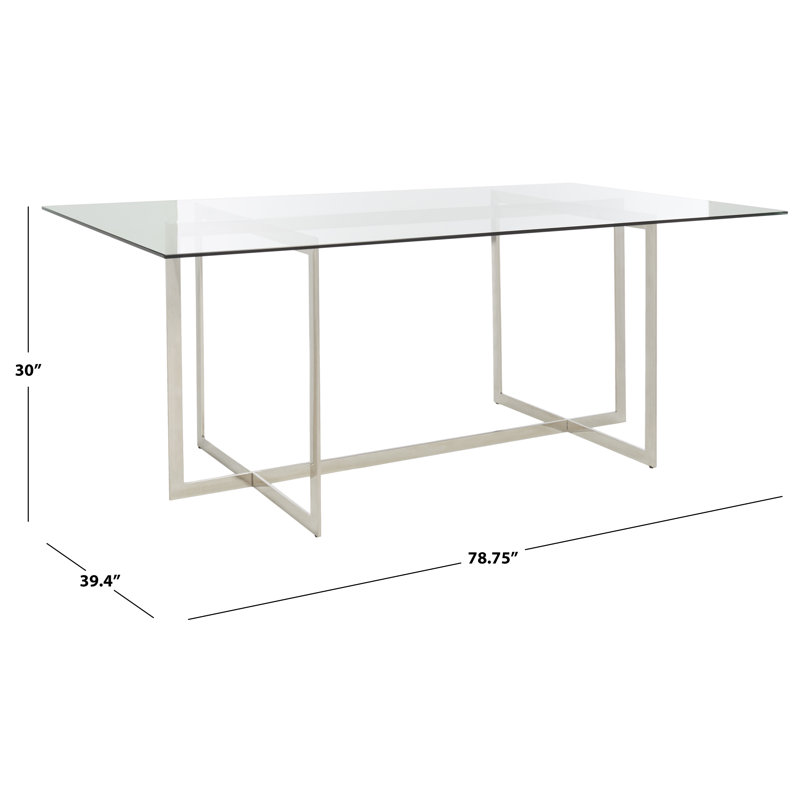 Polished Glass Top Dining Table with Chrome Base