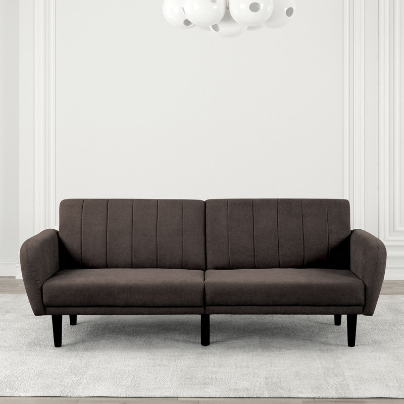Canapé futon contemporain de 81,4 po de largeur, brun