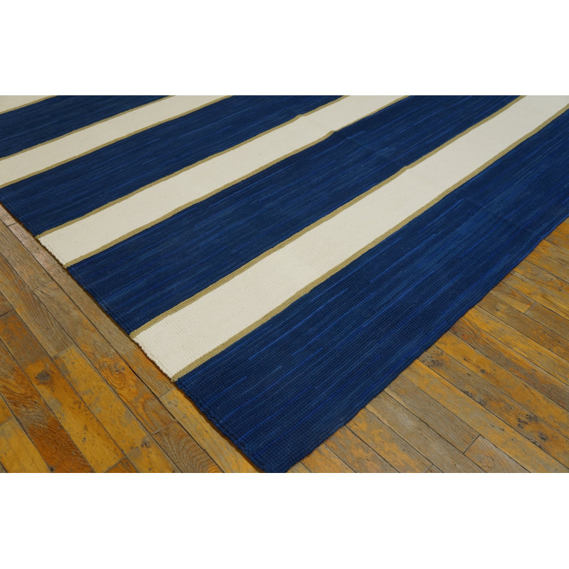 American Hooked Wool Striped Area Rug