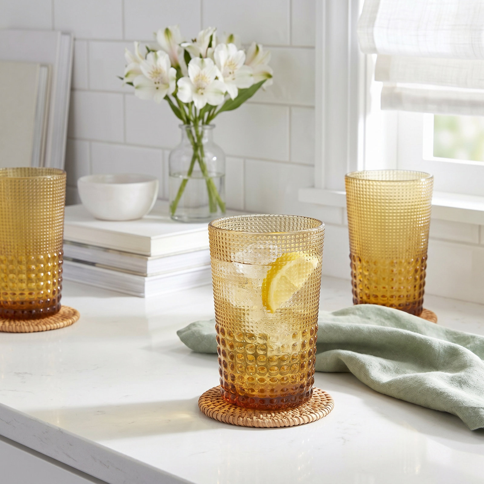 Malcolm Drinking Glass, Amber, 15 oz.