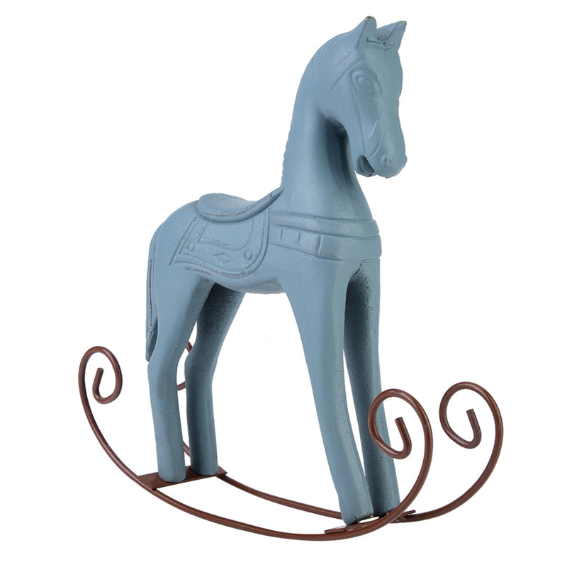 Décoration de table-cadeau pour enfant à bascule en bois faite à la main (bleu clair)