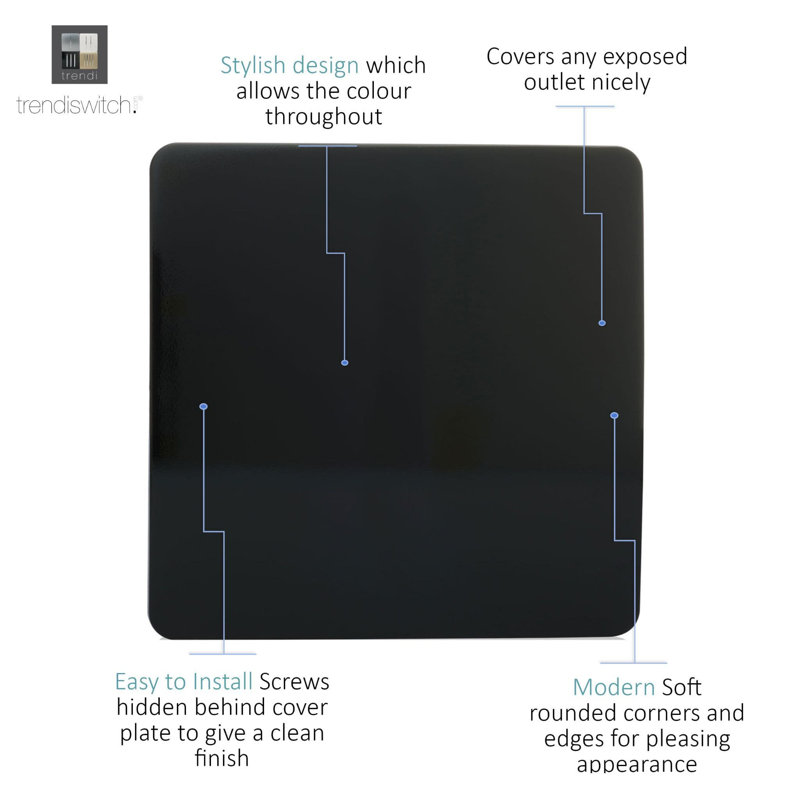 Trendi Switch Single Blanking Plate, Piano Black