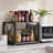 Desktop Printer Stand With Double Layer Wooden Storage Shelves, Multi-Function Desktop Organizer With Adjustable Non-Slip Feet