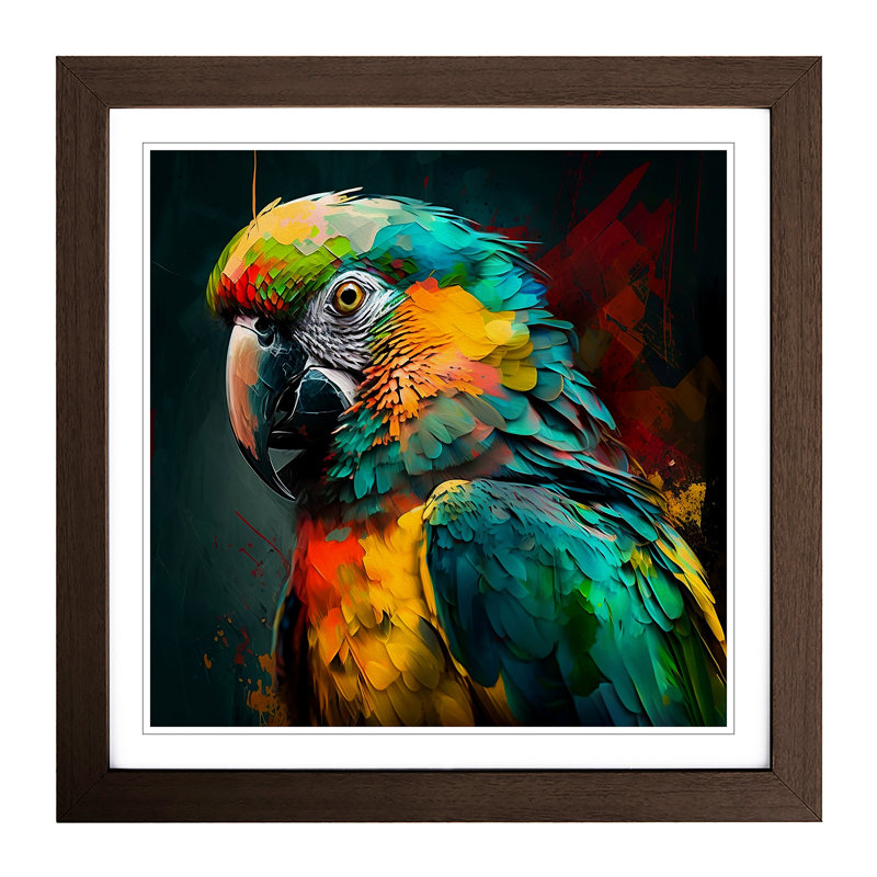 Parrot Expressionism No.1 - Framed Print, Walnut