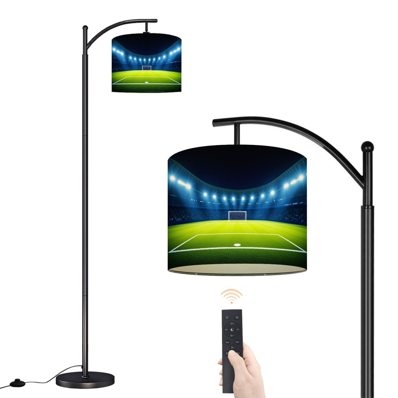 Lampe sur pied à arc avec abat-jour réglable, soccer sur pied, stade, nuit, projecteurs sur pied, lampe sur pied, 3 températures de couleur, intensité variable, lampe sur pied avec interrupteur au pied pour la chambre à coucher