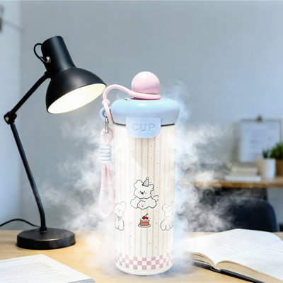 Bouteille d'eau en acier inoxydable 600 ml, tasse à paille, double paroi, tasse isotherme, bouteille de rétention d'eau froide avec tasse portative StrawLeakProof pour adultes, enfants