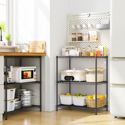 3-tier Wire Shelving Unit, Adjustable Metal Storage Rack For Kitchen, Pantry, Closet, Black