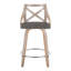 Tabouret de comptoir à hauteur fixe avec pivot en bois gris clair et similicuir gris avec repose-pieds rond en métal chromé - ensemble de 2